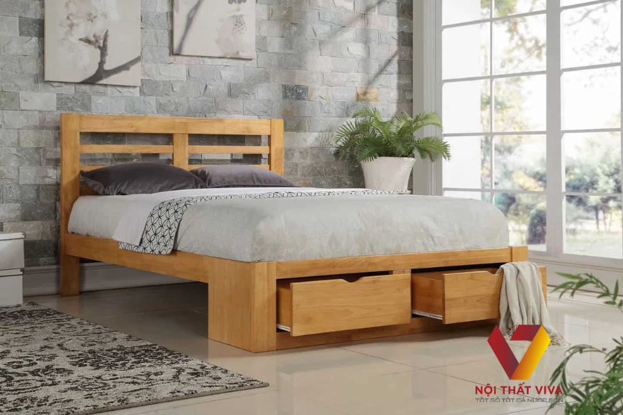 Review chi tiết các mẫu giường ngủ gỗ sồi có ngăn kéo đang thịnh hành