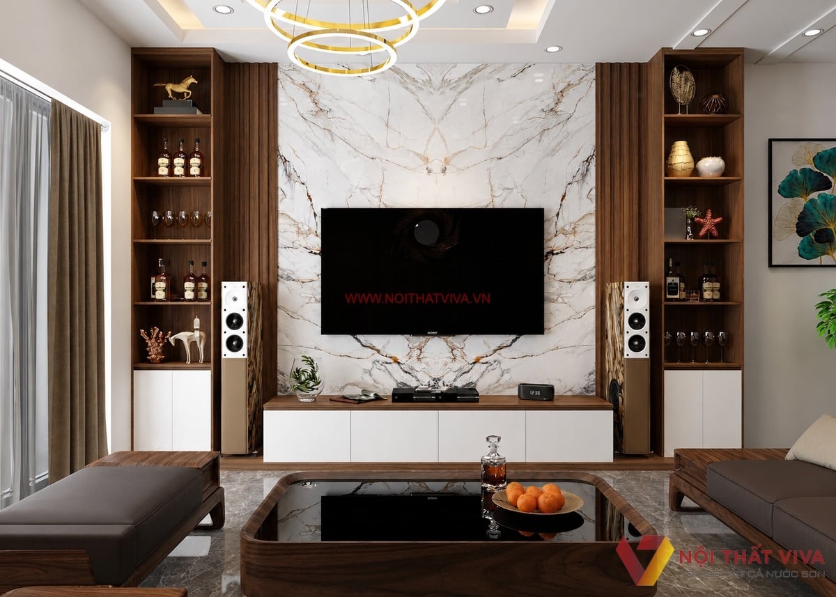 Combo nội thất ph&ograve;ng kh&aacute;ch gỗ &oacute;c ch&oacute; sang trọng, hiện đại