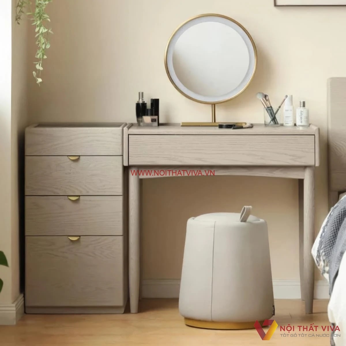 Combo nội thất b&agrave;n trang điểm k&egrave;m tủ ngăn k&eacute;o v&agrave; ghế