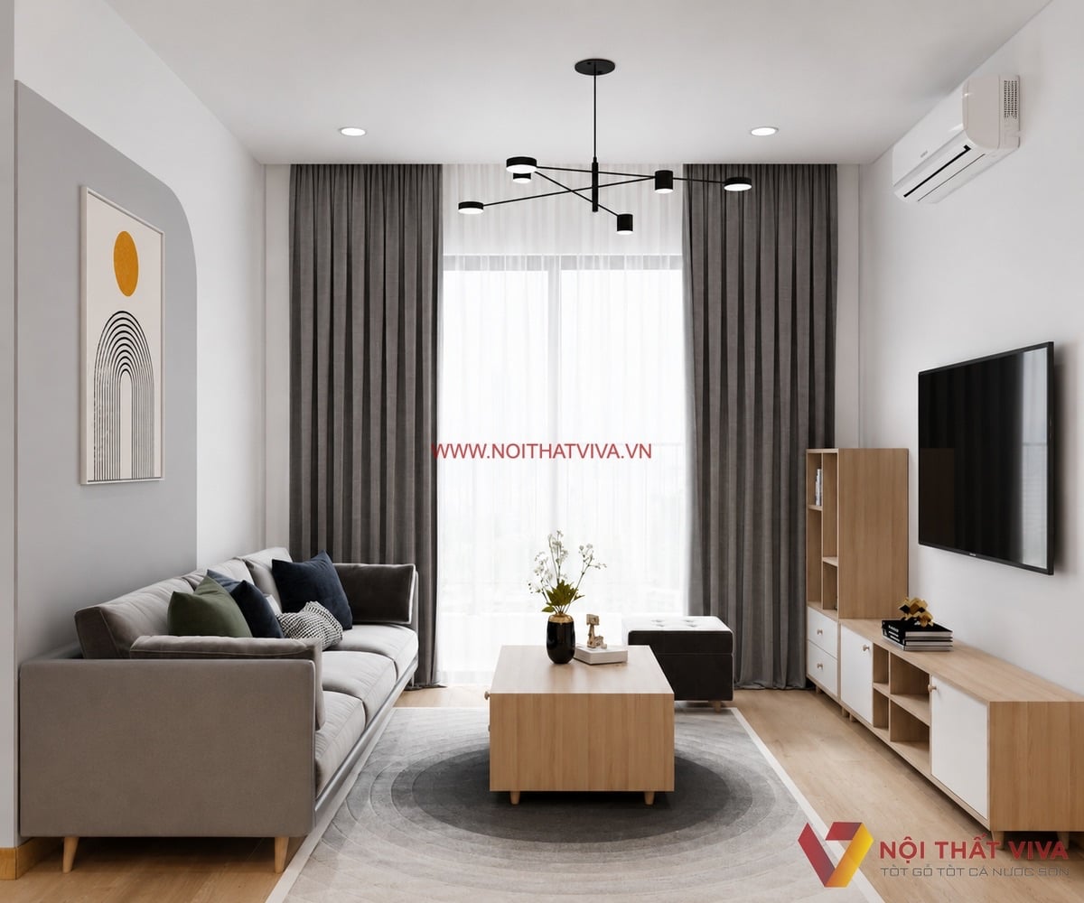 Combo nội thất ph&ograve;ng kh&aacute;ch với sofa, b&agrave;n tr&agrave; v&agrave; kệ tivi đồng bộ