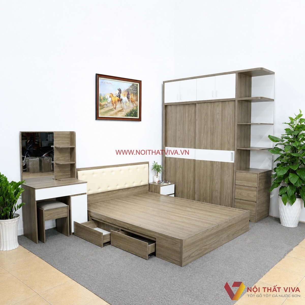 Combo nội thất trọn bộ giường, tủ &aacute;o, b&agrave;n trang điểm tại Nội thất Viva