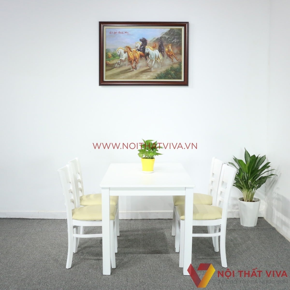 Bộ b&agrave;n ăn 4 ghế gỗ cao su mặt đ&aacute; hoa cương