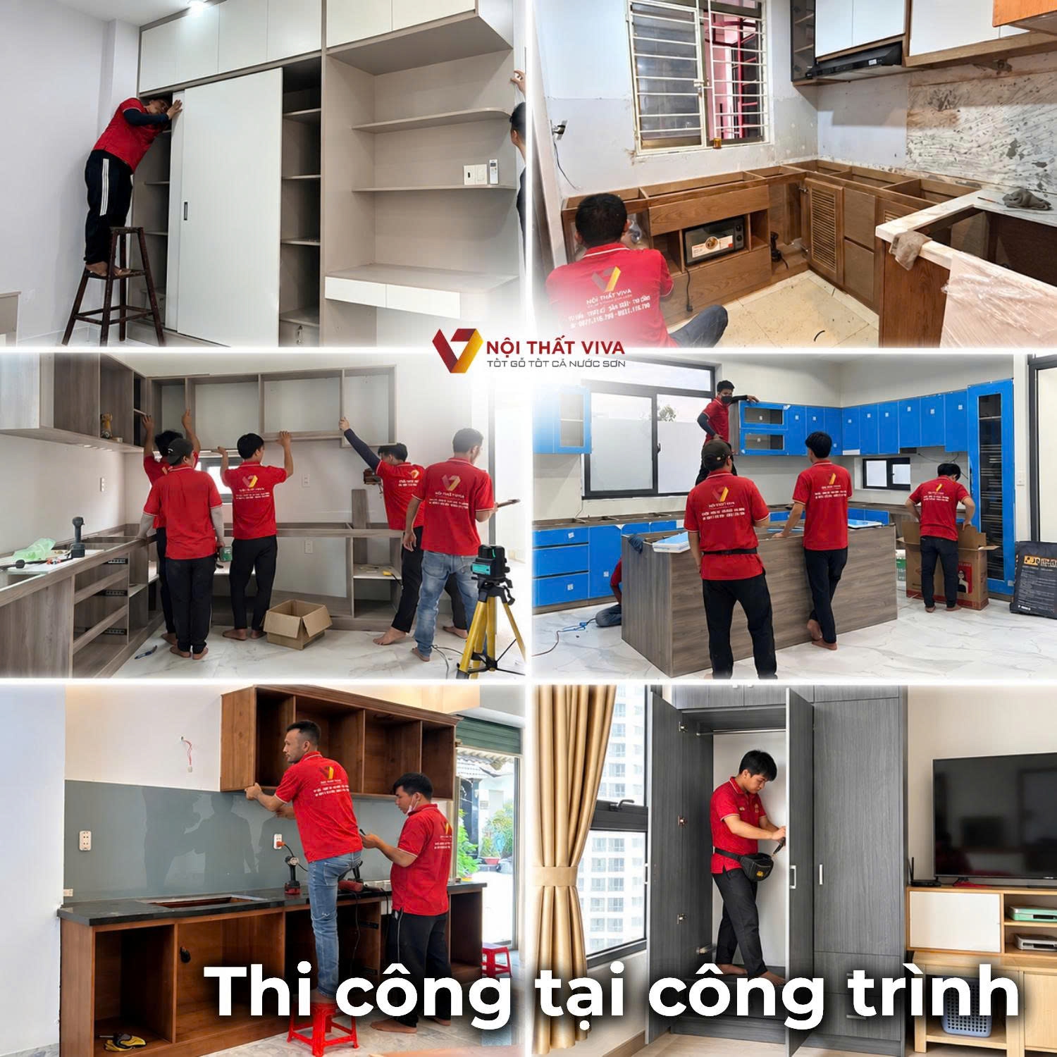 Đội ngũ thợ Viva thi c&ocirc;ng nội thất tại c&ocirc;ng tr&igrave;nh