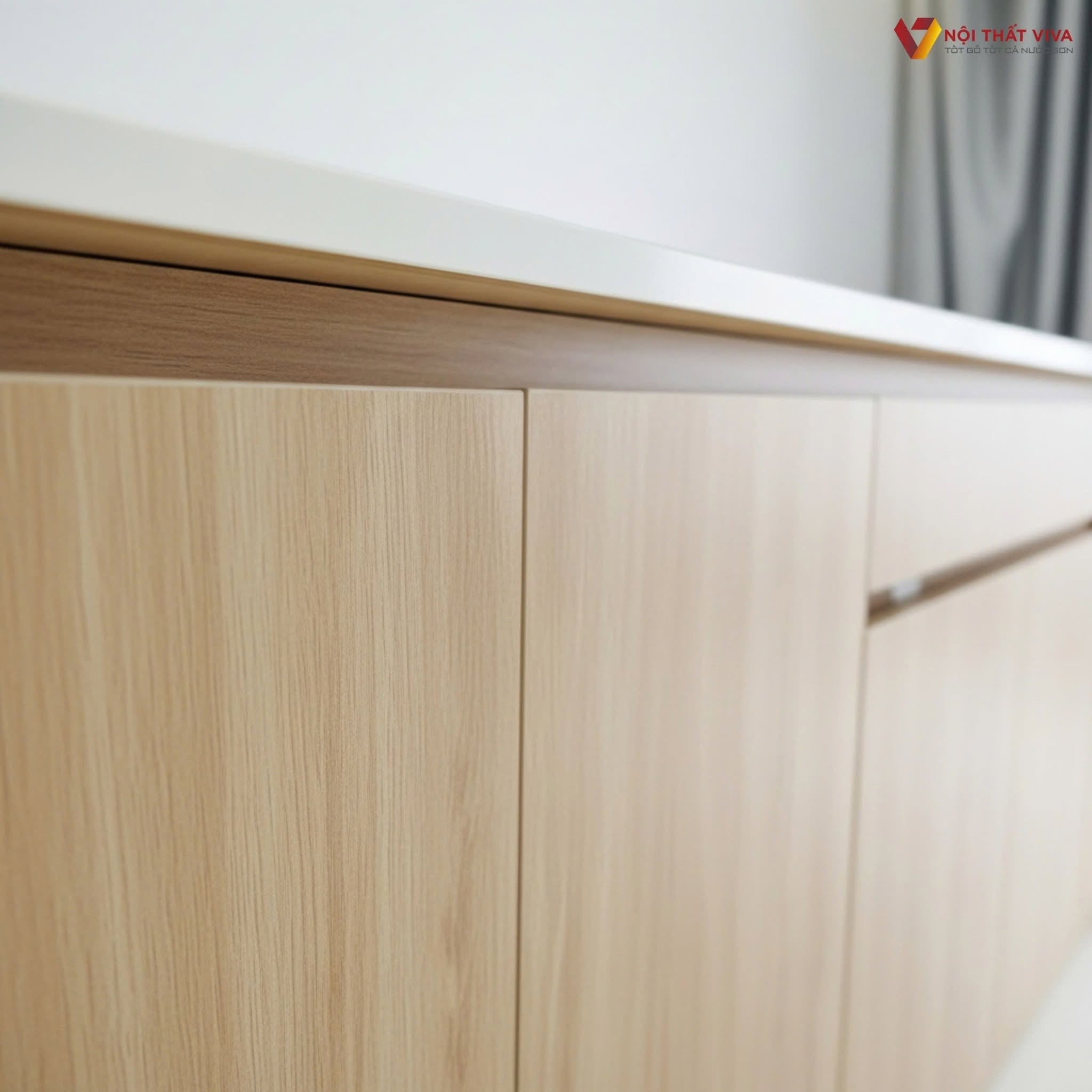 Tủ bếp gỗ c&ocirc;ng nghiệp Acrylic s&aacute;ng b&oacute;ng