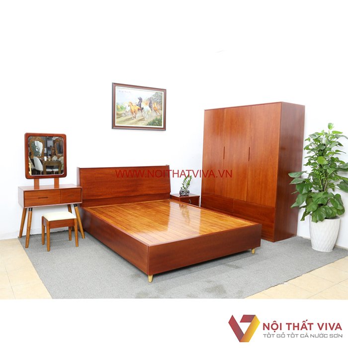 Combo phòng ngủ gỗ tự nhiên trọn gói đẹp giá rẻ tại Nội thất Viva.