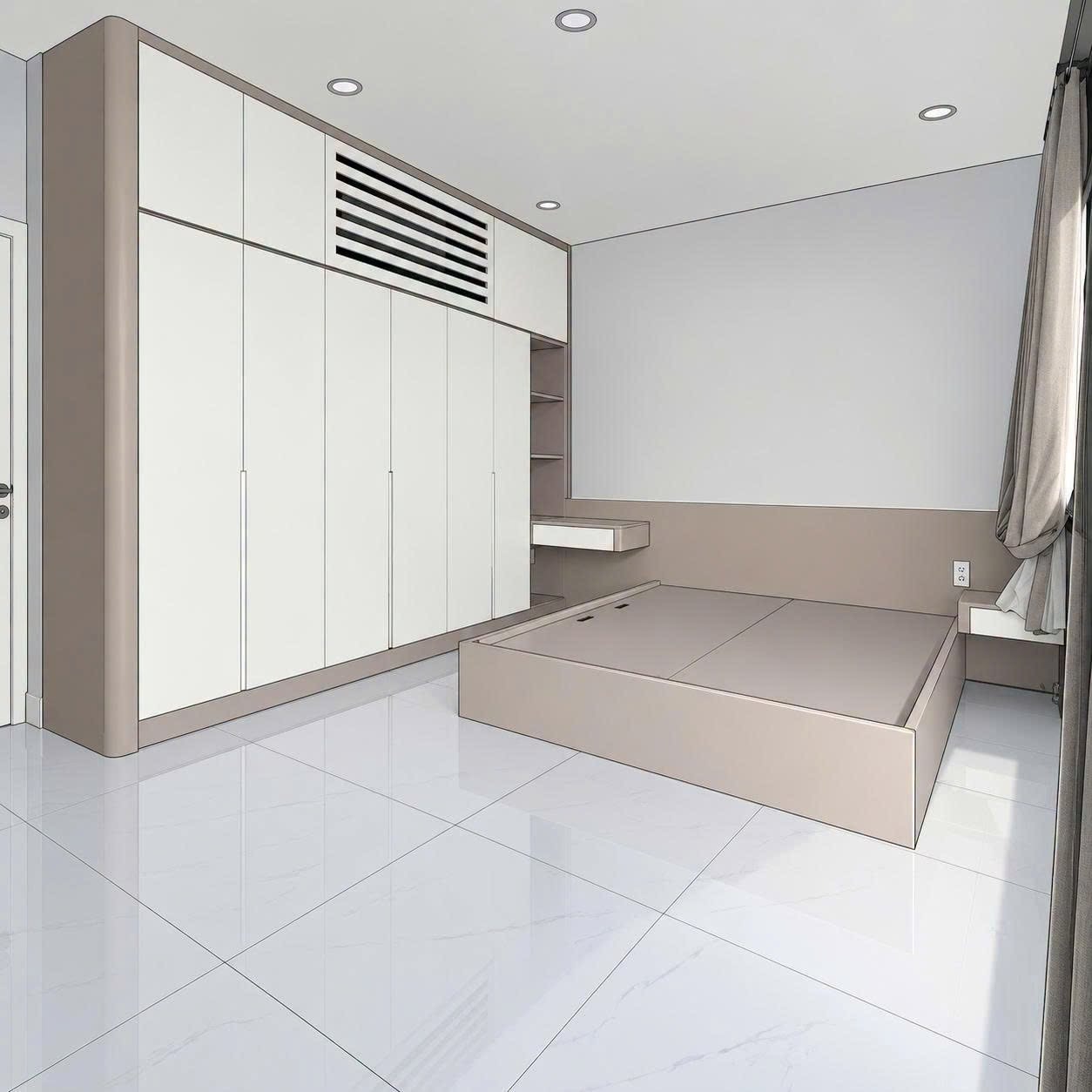 Bộ giường tủ v&agrave; b&agrave;n trang điểm gỗ c&ocirc;ng nghiệp thực tế