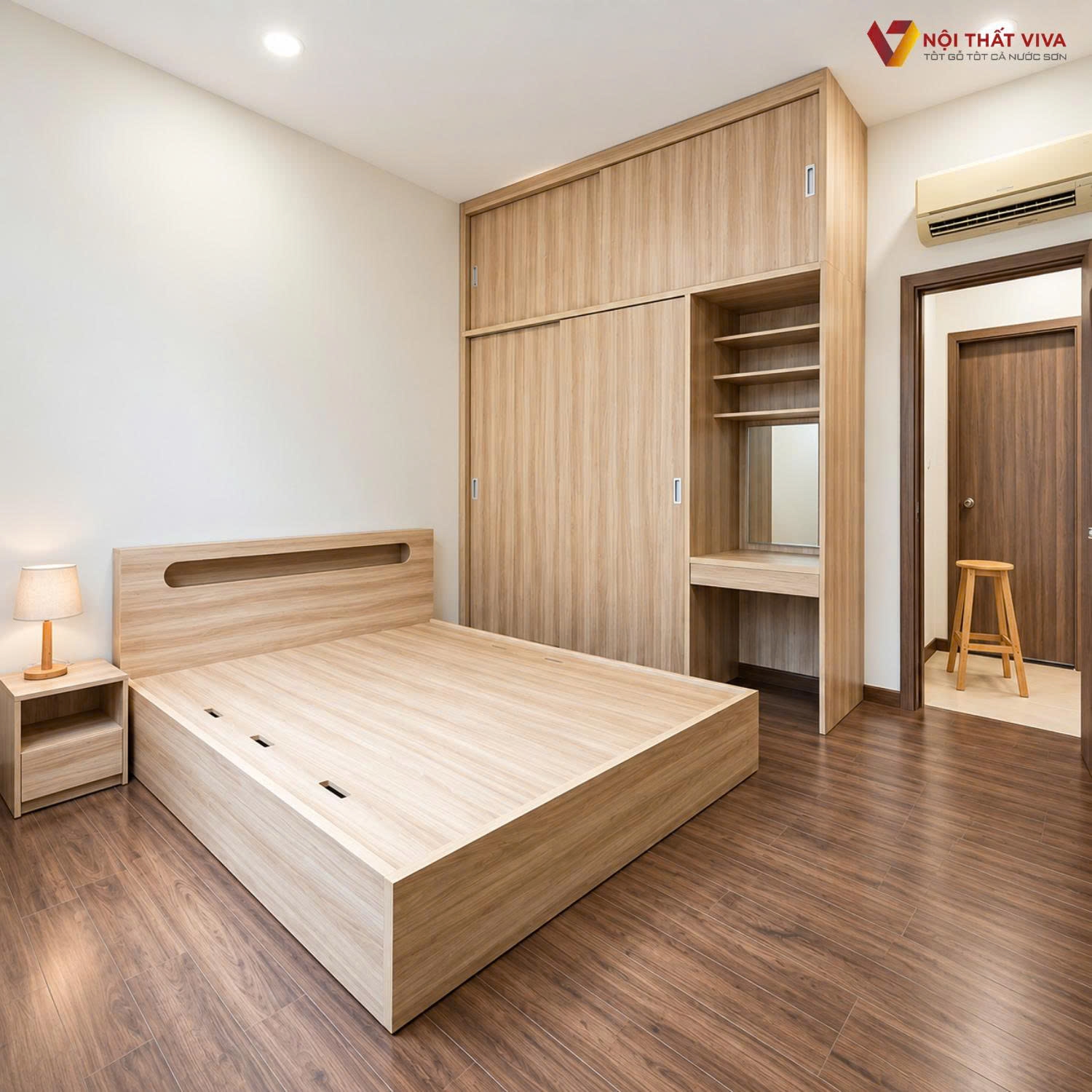 Bộ nội thất ph&ograve;ng ngủ gỗ c&ocirc;ng nghiệp đồng bộ