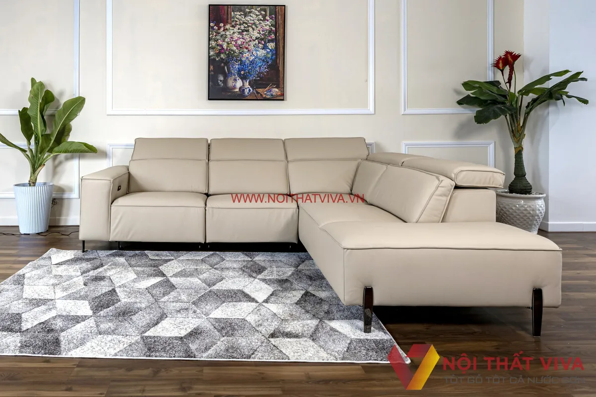 Ghế Sofa Da Chữ L Phòng Khách Phong Cách Đơn Giản Tinh Tế