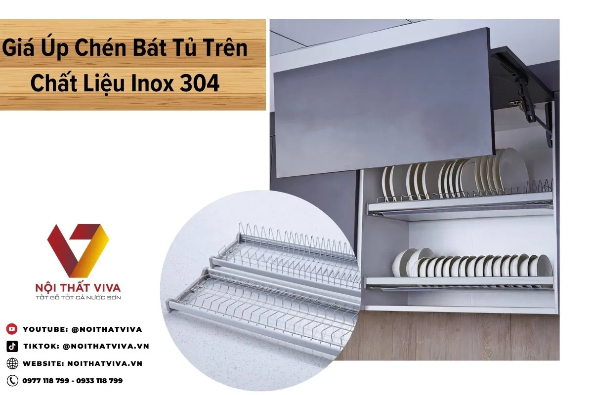 Giá Úp Chén Bát Tủ Trên Chất Liệu Inox 304 Bóng Mờ Cao Cấp