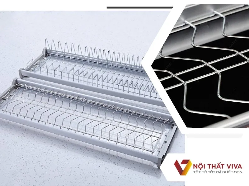 Giá Úp Chén Bát Tủ Trên Chất Liệu Inox 304 Bóng Mờ Cao Cấp