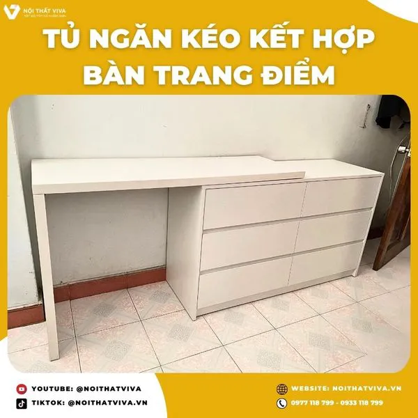 Giao Lắp Bàn Trang Điểm Gỗ Trắng Điểm Nhấn Hoàn Hảo Không Gian Làm Đẹp