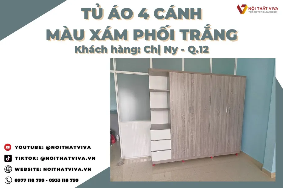 Giao Lắp Mẫu Tủ Quần Áo 4 Cánh Đẹp 