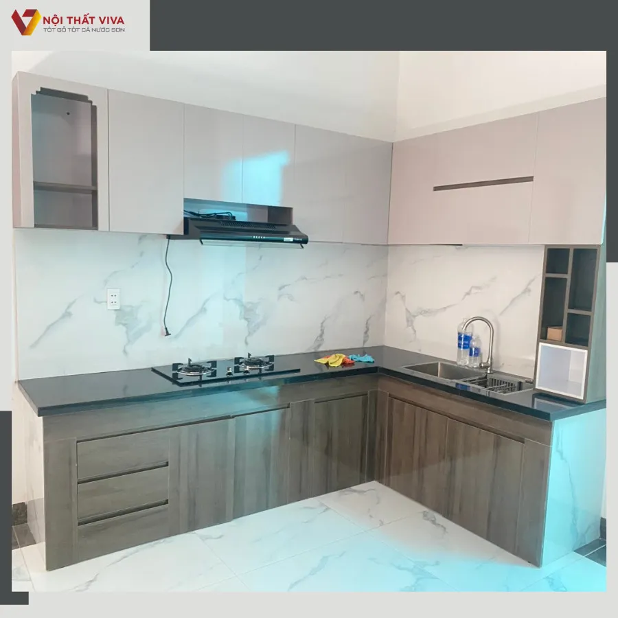 Giao Lắp Tủ Bếp Gỗ Chữ L Đẹp - Chọn Lựa, Thiết Kế Tại Nội Thất Viva