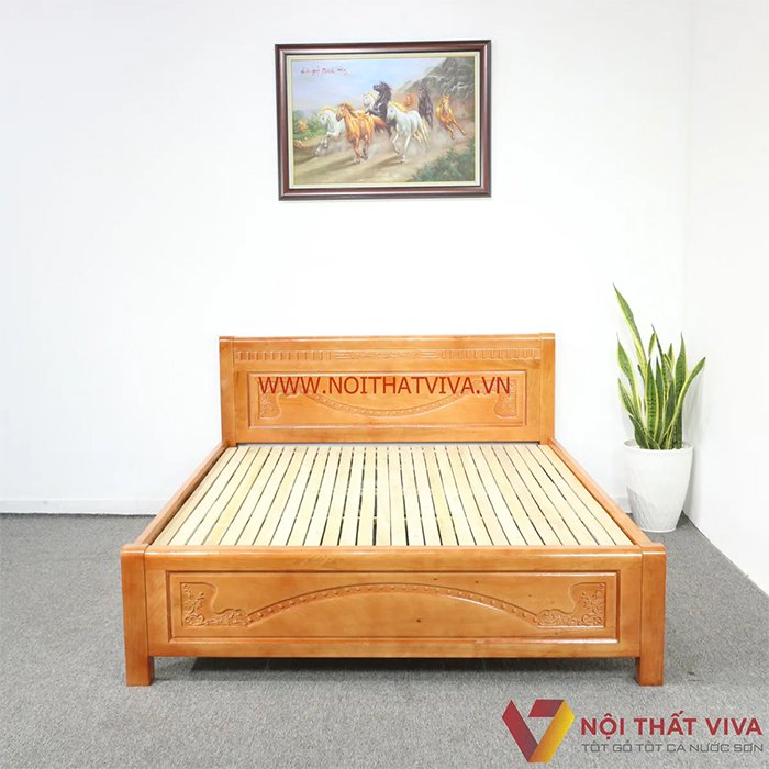 Mẫu giường ngủ gỗ tự nhiên 1m2x2m cánh gián đẹp.