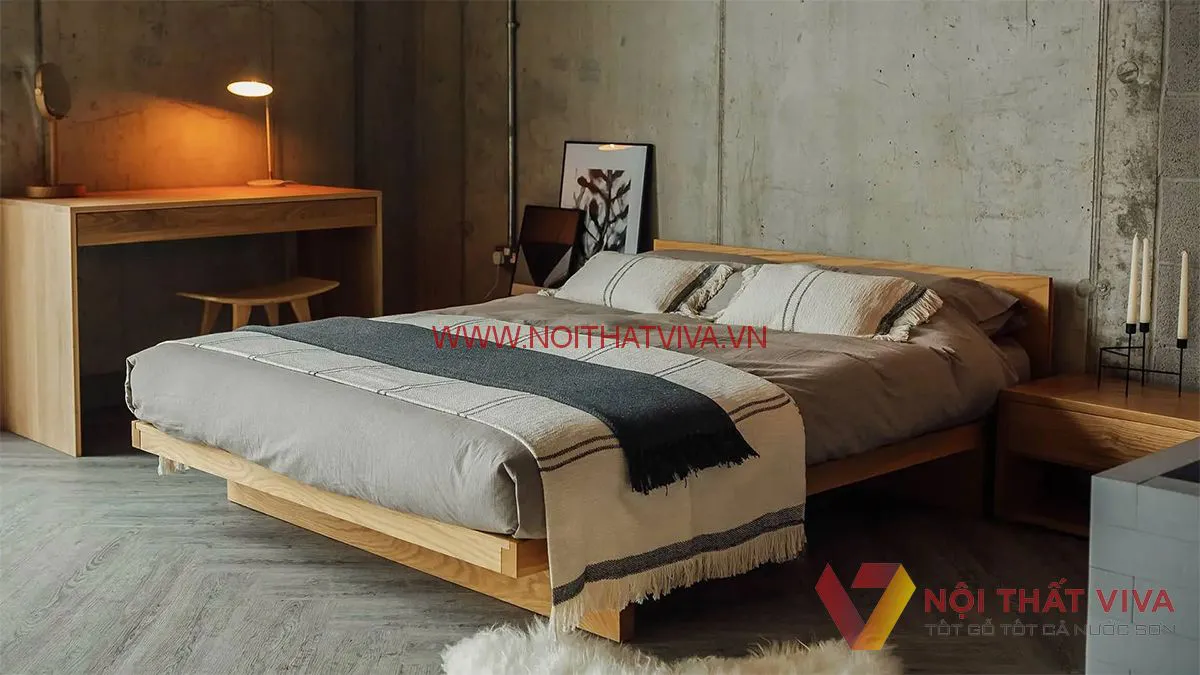 Giường kiểu Nhật có thiết kế đơn giản, phù hợp nhiều không gian sống.