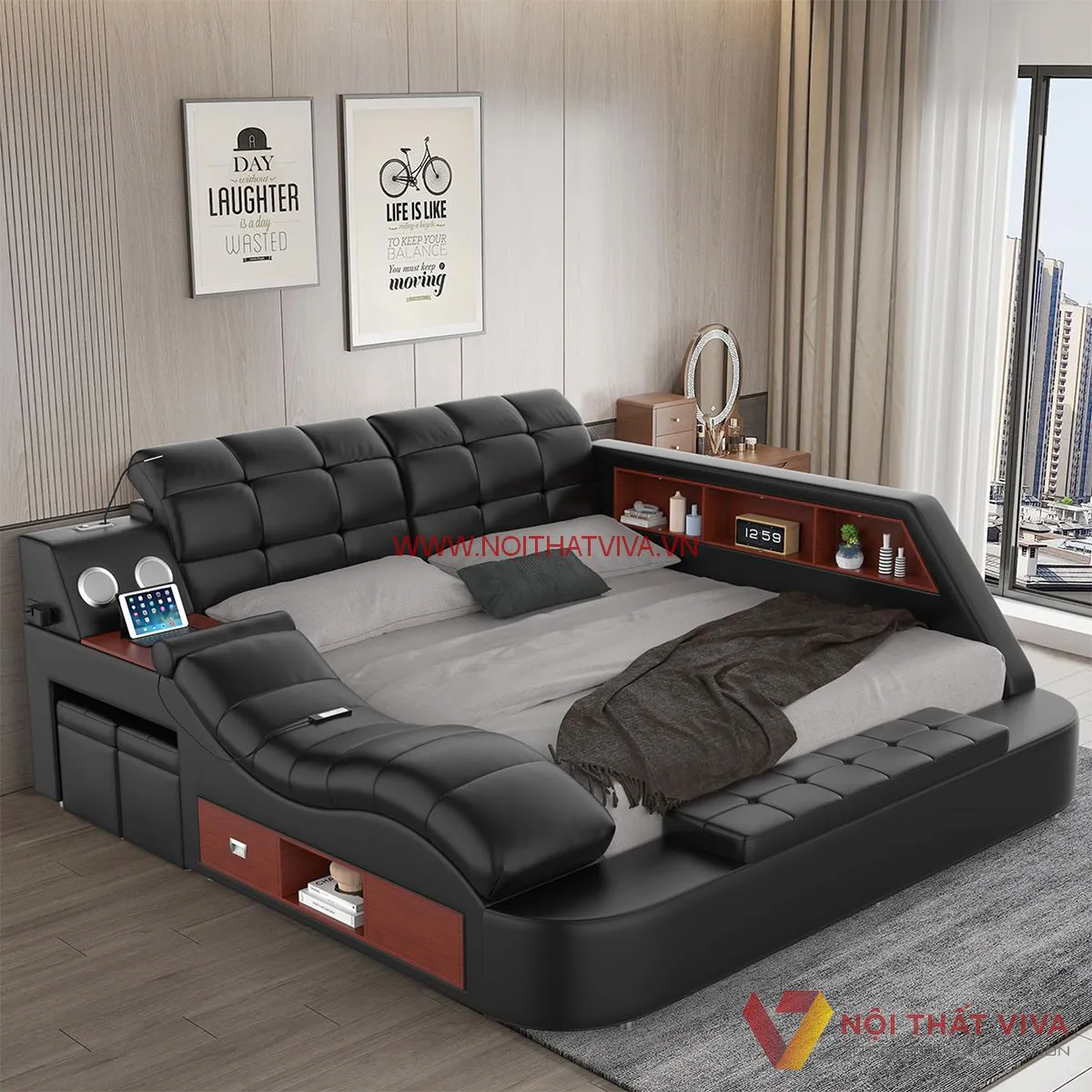 Giường thông minh được thiết kế chú trọng tính thẩm mỹ cao.