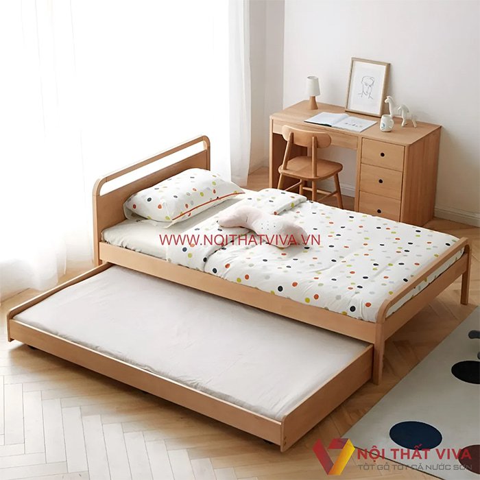 Giường tầng trẻ em đẹp, giá rẻ loại giường lùn tiết kiệm diện tích mã GN-2346.