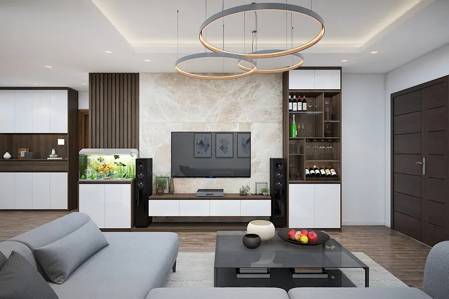 tủ trang trí phòng khách hiện đại