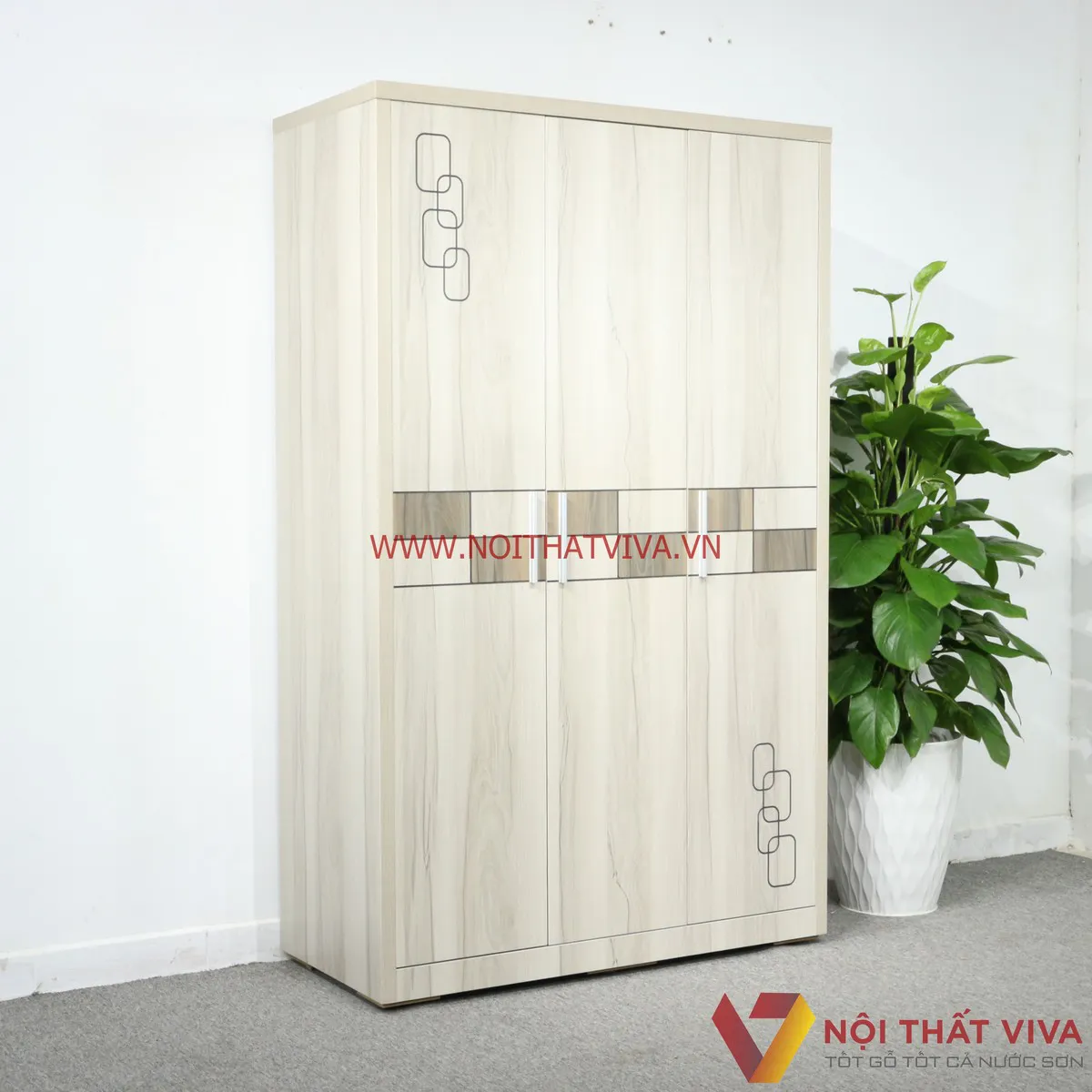 Gợi ý tủ quần áo gỗ ép 3 cánh màu trung tính hiện đại, hợp xu hướng 
