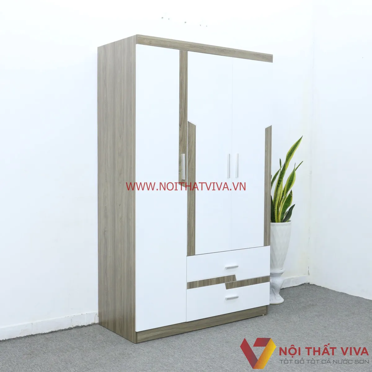 Gợi ý tủ quần áo gỗ ép 3 cánh màu trung tính hiện đại, hợp xu hướng 