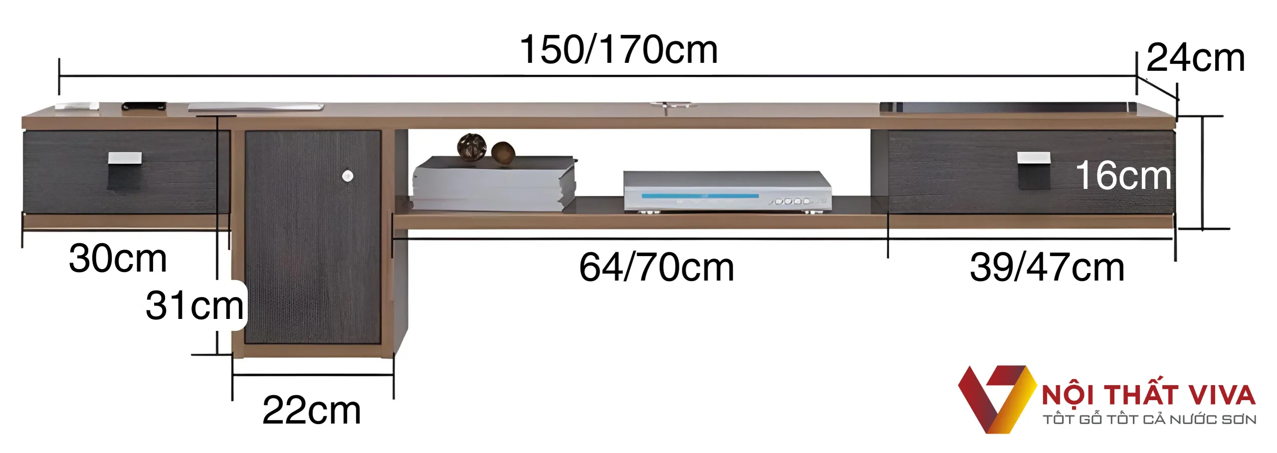 Kệ Tivi Treo Tường Gỗ Công Nghiệp MDF Phủ Melamine Cho Phòng Khách