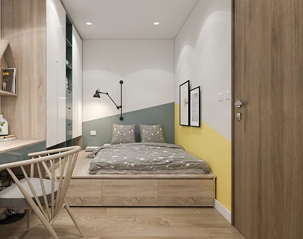 Chọn màu sắc giường thông minh cho phòng ngủ nhỏ tạo cảm giác rộng rãi.