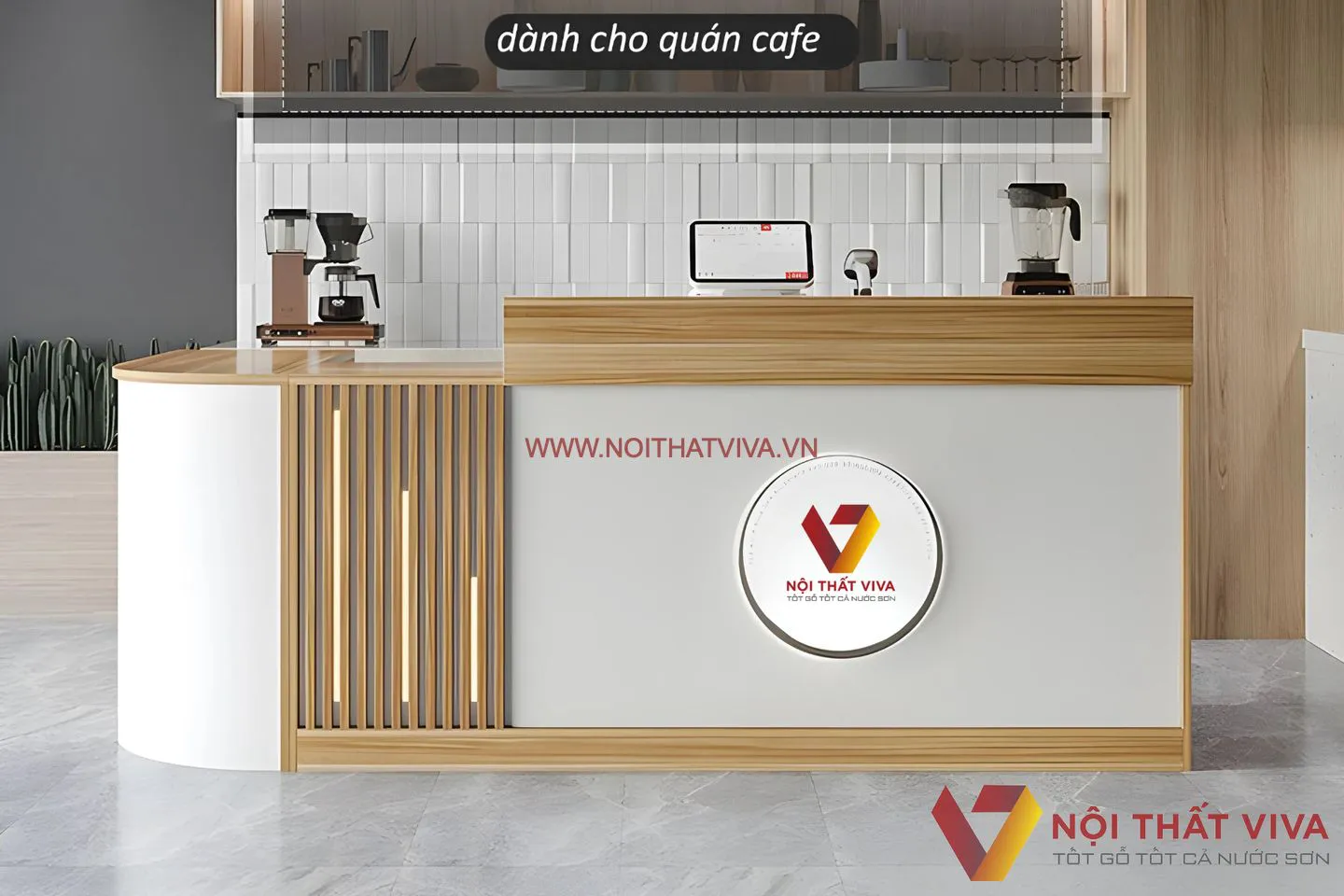 Mẫu Quầy Tính Tiền Đẹp Cho Quán Cafe Chất Liệu MDF Melamine Hiện Đại