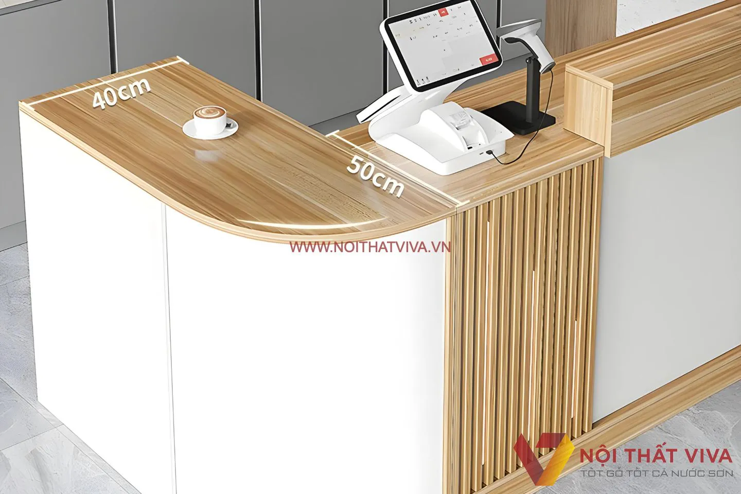 Mẫu Quầy Tính Tiền Đẹp Cho Quán Cafe Chất Liệu MDF Melamine Hiện Đại