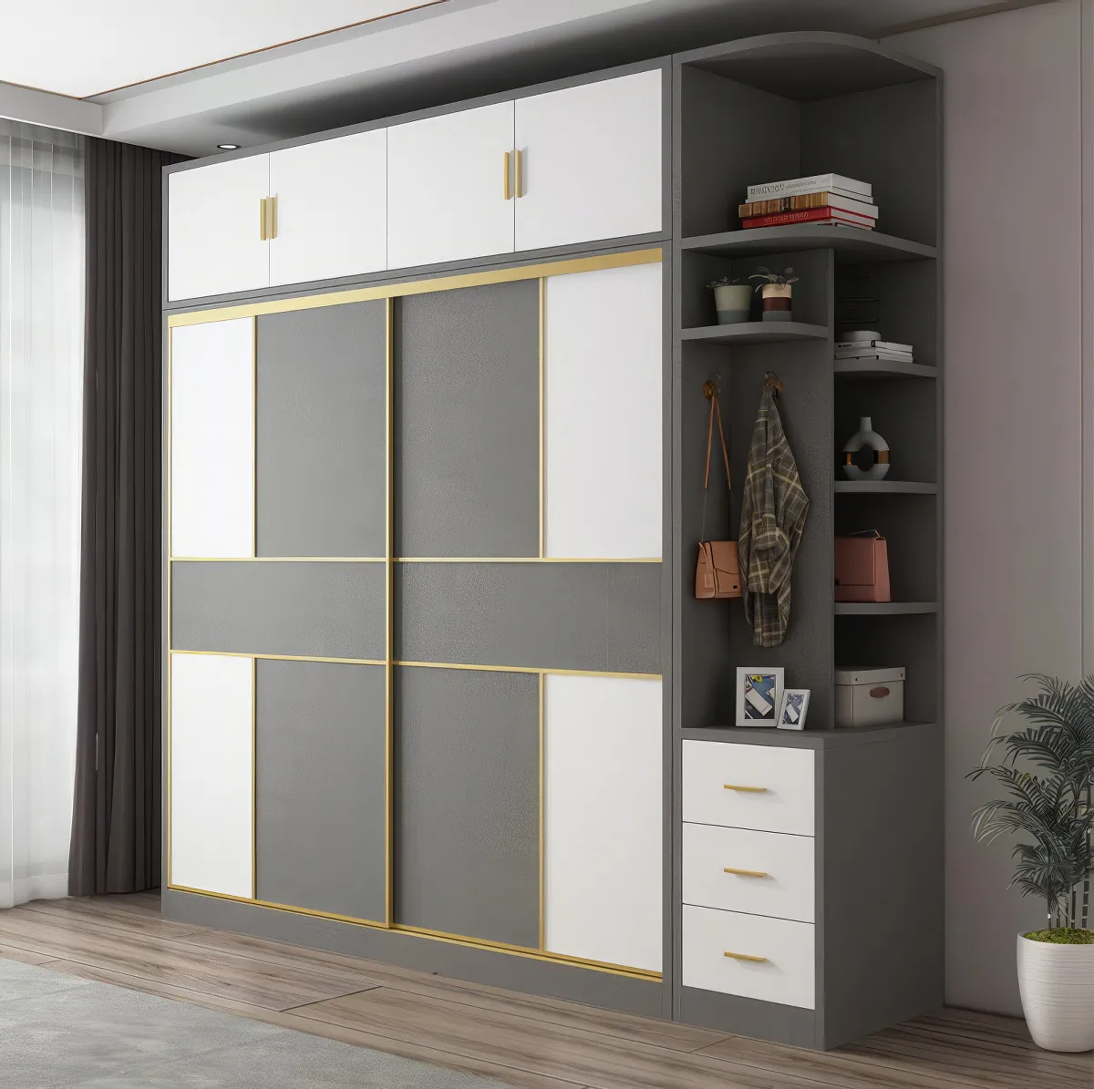 Mẫu Thiết Kế Tủ Quần Áo Hiện Đại Cửa Lùa Gỗ MDF Melamine Cao Cấp