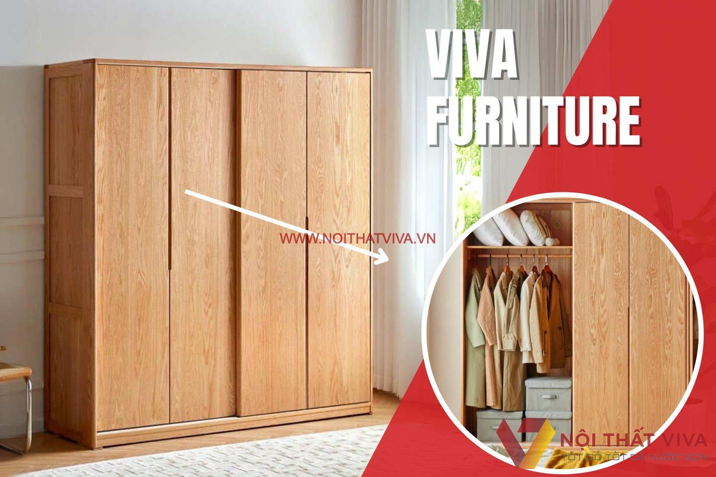 Mẫu Tủ Quần Áo Đẹp Hiện Đại Bằng Gỗ Sồi Cao Kịch Trần Cánh Lùa