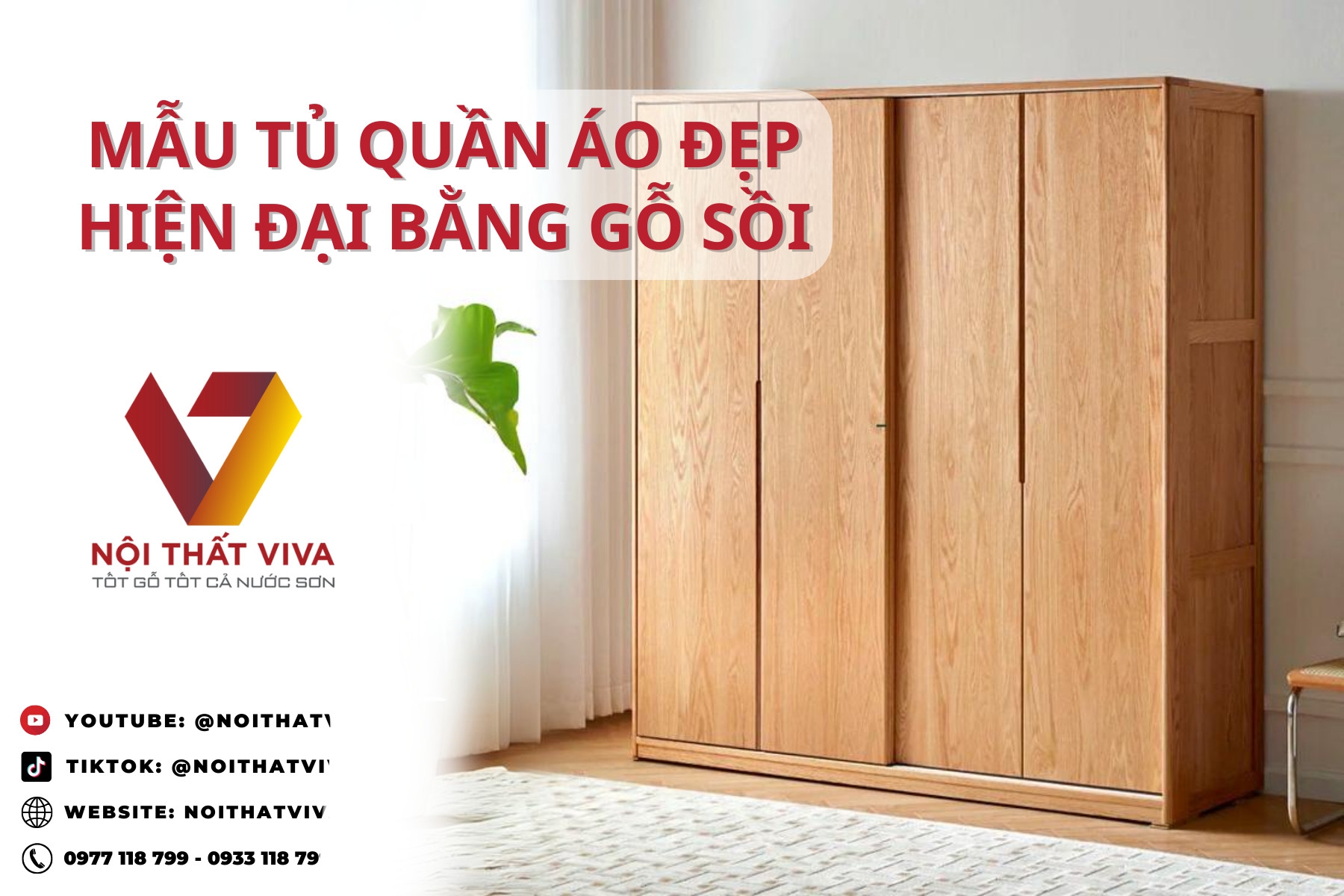 Mẫu Tủ Quần Áo Đẹp Hiện Đại Bằng Gỗ Sồi Cao Kịch Trần Cánh Lùa