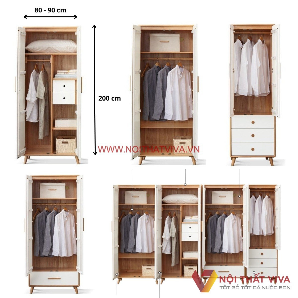 Mẫu Tủ Quần Áo Gỗ Đẹp Hiện Đại 3 Buồng 6 Cánh Đẹp Tinh Tế