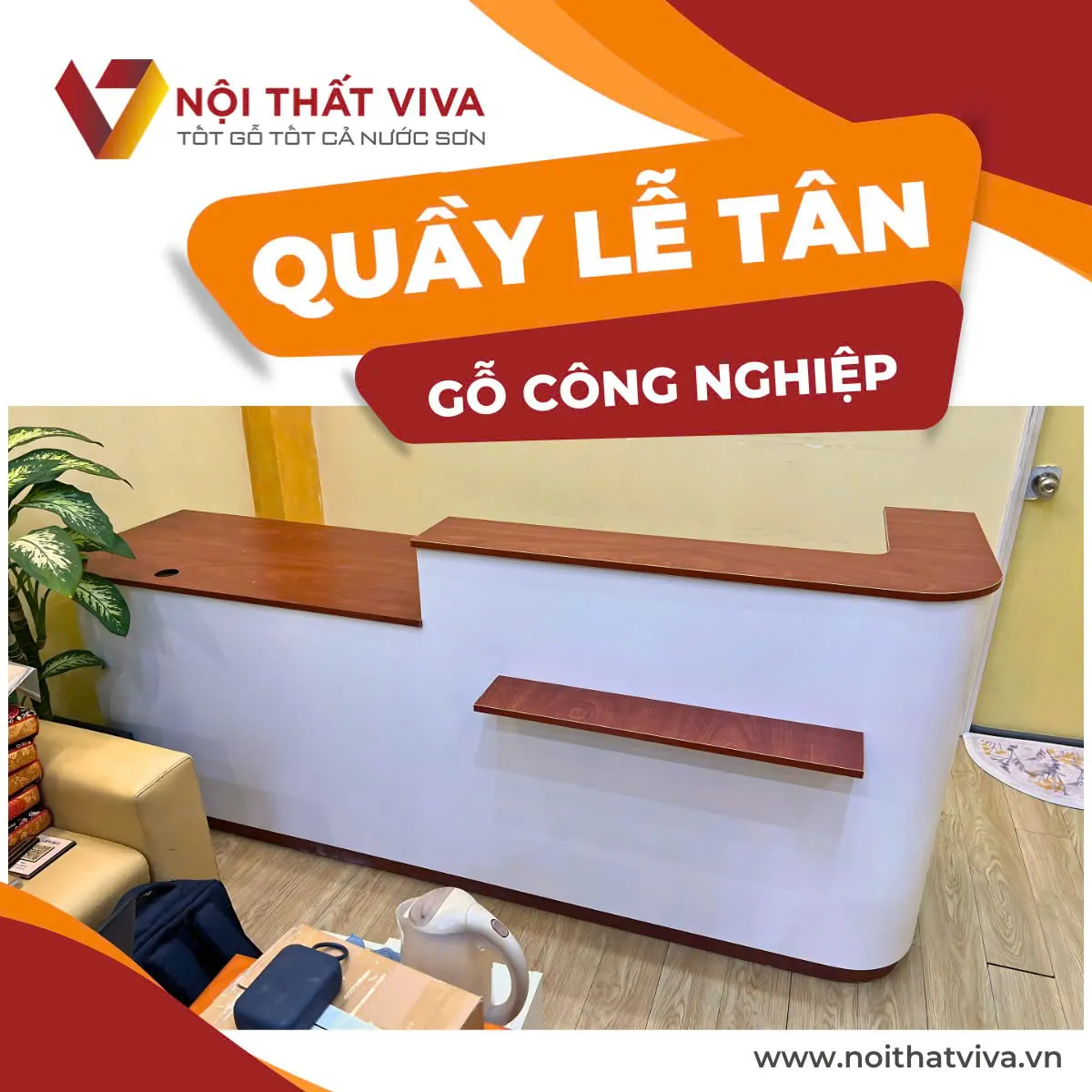 Quầy lễ tân gỗ công nghiệp