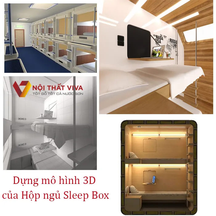 Mô hình 3D Sleep Box được thiết kế gửi khách hàng của Nội thất Viva.
