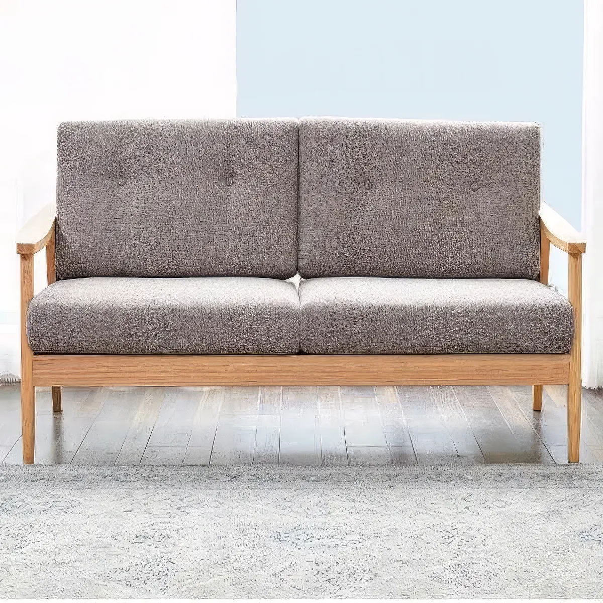 Ghế Sofa Phòng Khách Gỗ Sồi Bọc Nỉ Thiết Kế Nhỏ Gọn Tiện Lợi