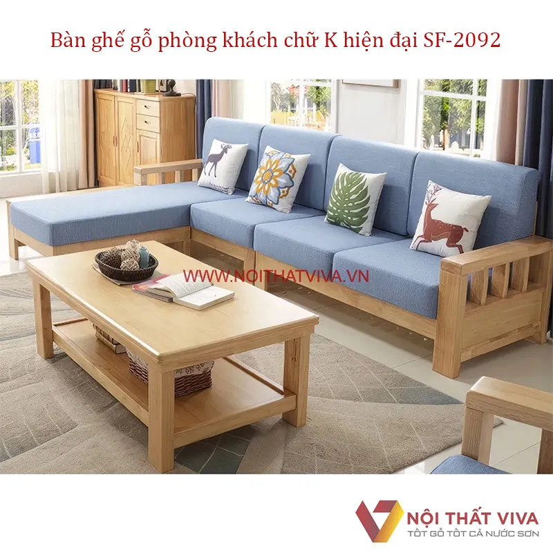 Mua sofa gỗ chữ L tại Nội thất Viva giá rẻ, mẫu mã đa dang, chính sách bảo hành tốt cho khách hàng tham khảo.