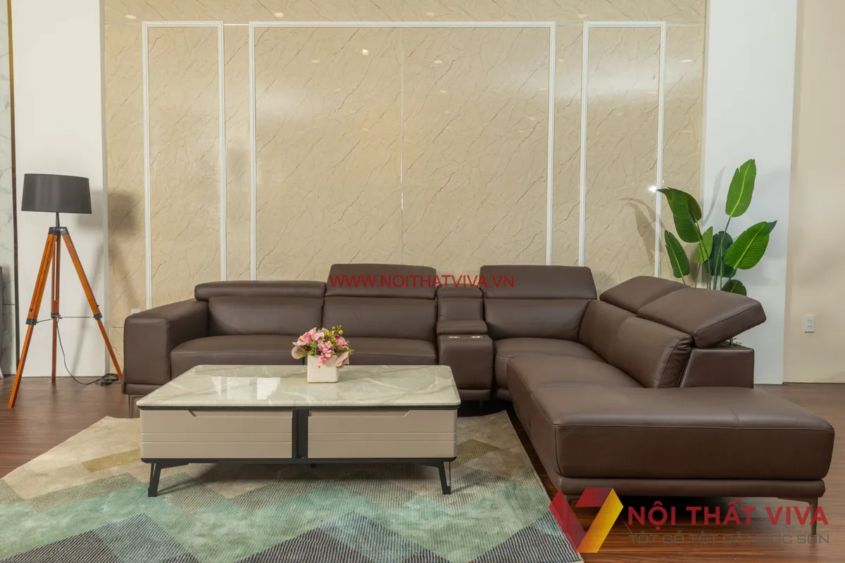 Sofa Da Chữ L Da Bò Thông Minh Hiện Đại Sang Trọng Giá Hấp Dẫn