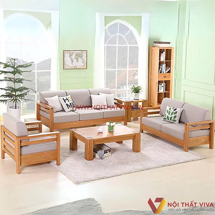Mẫu Sofa gỗ Sồi phòng khách đơn giản mà đẹp.