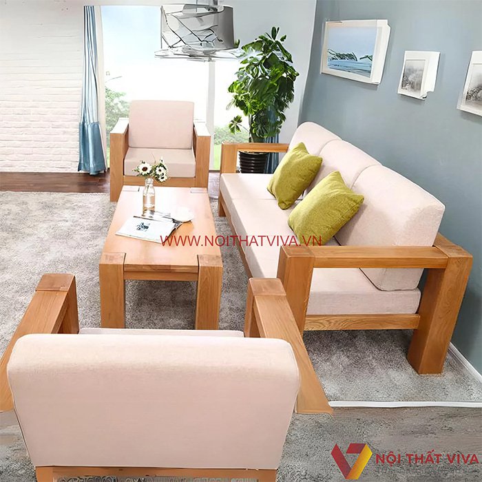 Mẫu sofa gỗ Sồi hiện đại đẹp, giá rẻ tại Nội thất Viva.