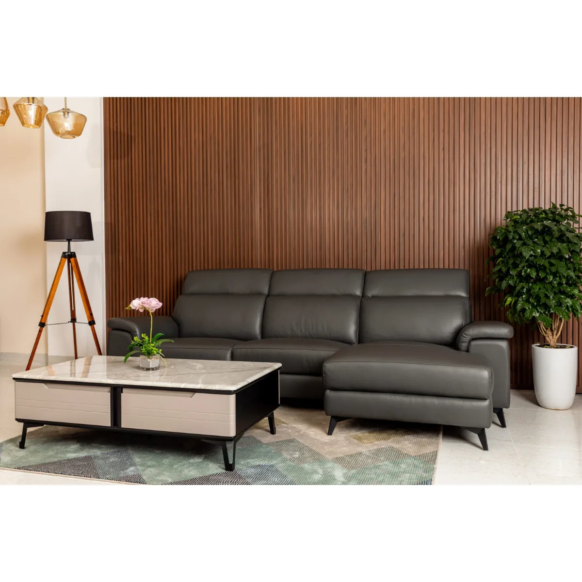 Sofa Phòng Khách Đẹp Hiện Đại Bọc Da Bò Với Thiết Kế Thông Minh