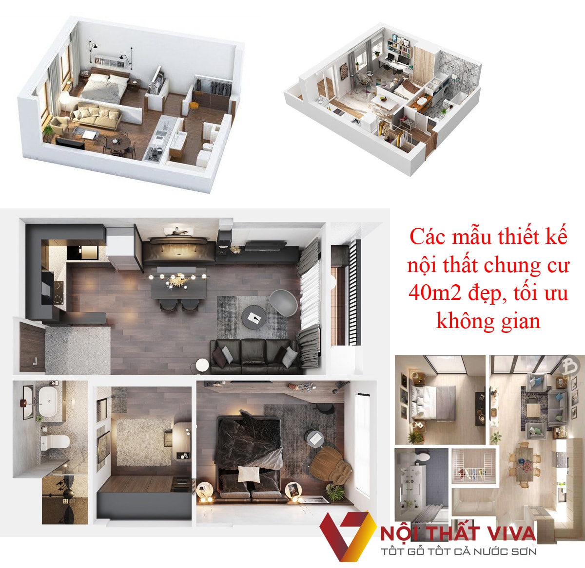Mẫu thiết kế nội thất chung cư 40m2 đẹp ấn tượng, tiết kiệm chi ph&iacute;.