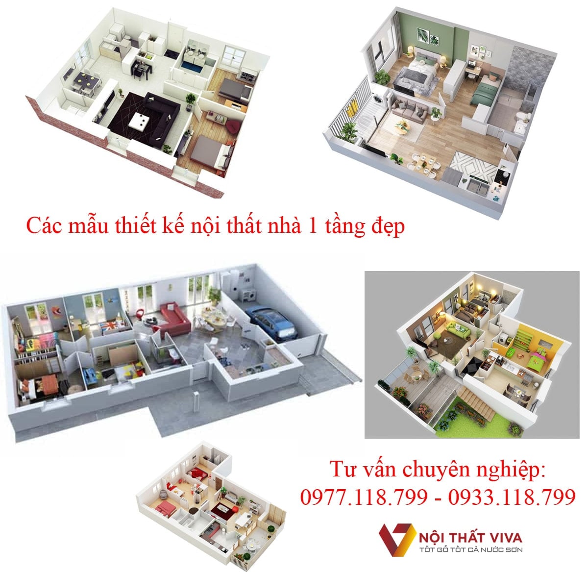 Mẫu nội thất nh&agrave; 1 tầng đẹp, đa dạng phong c&aacute;ch tại Nội thất Viva.