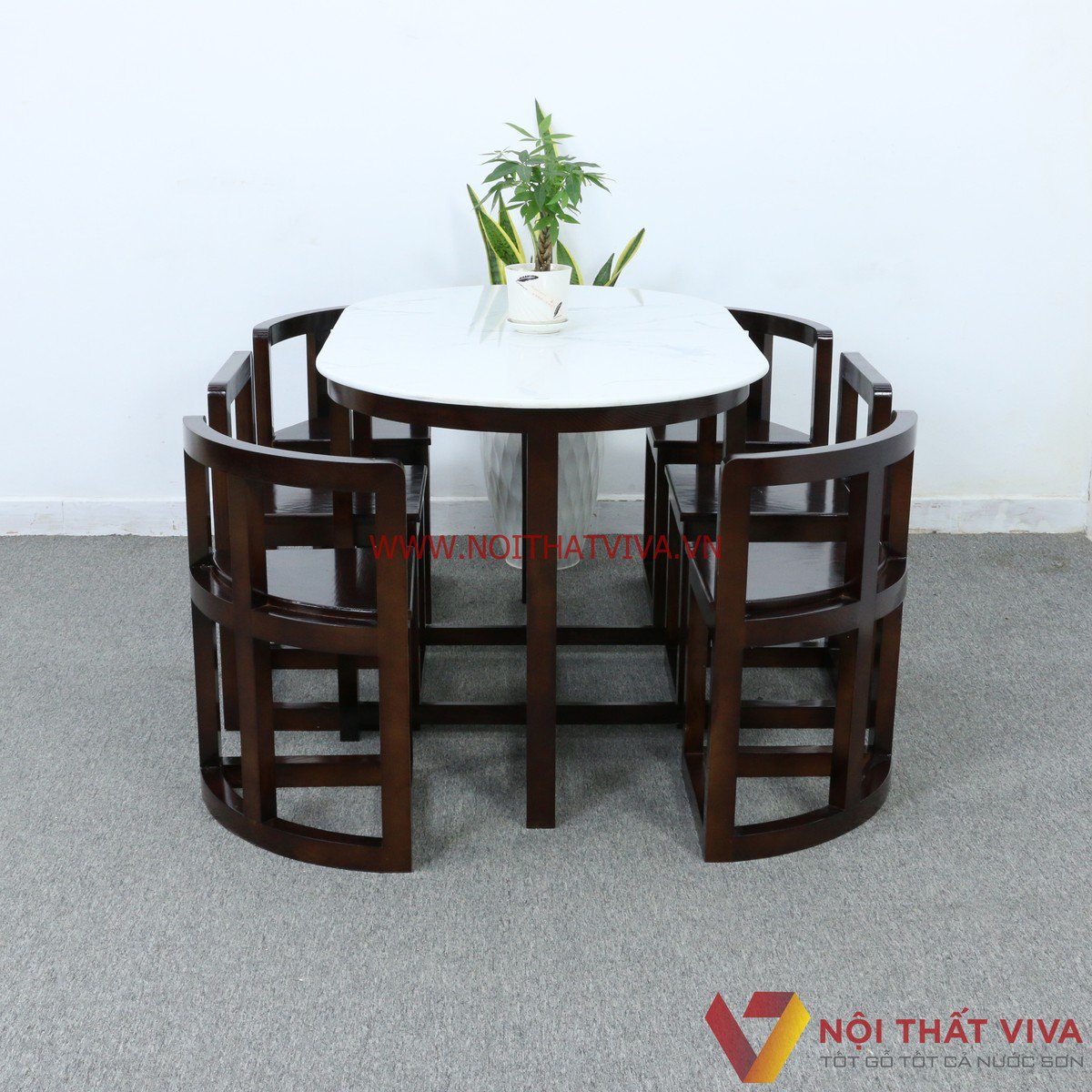 Top 4 bộ bàn ăn mặt đá gỗ sồi cao cấp mẫu mới nhất tại Nội thất Viva