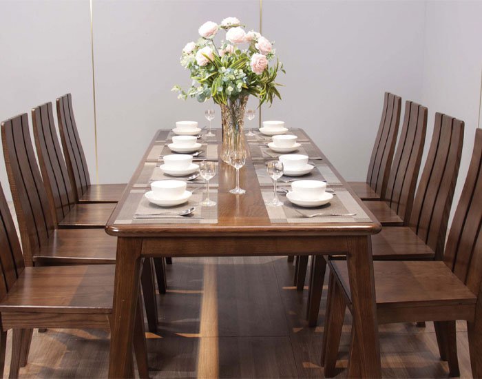 bàn ăn gỗ sồi Nga 8 ghế