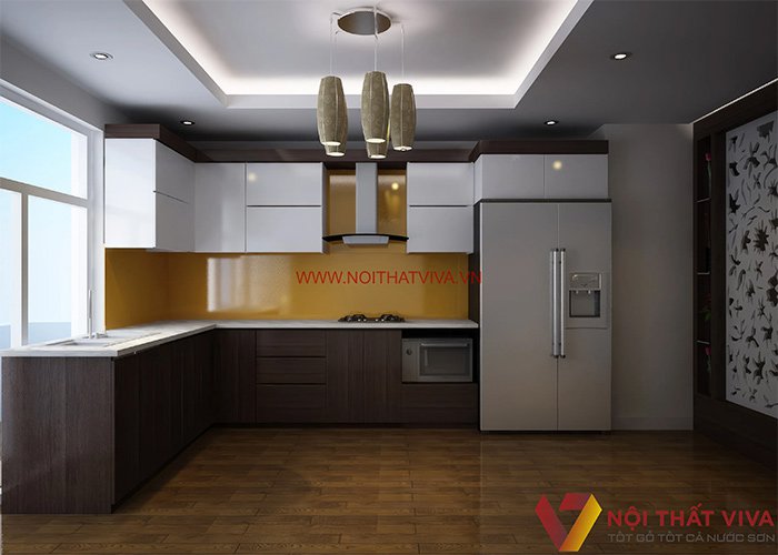Tủ bếp MDF đẹp, hiện đại có mức giá từ bình dân đến cao cấp cho khách hàng lựa chọn tại Nội thất Viva.