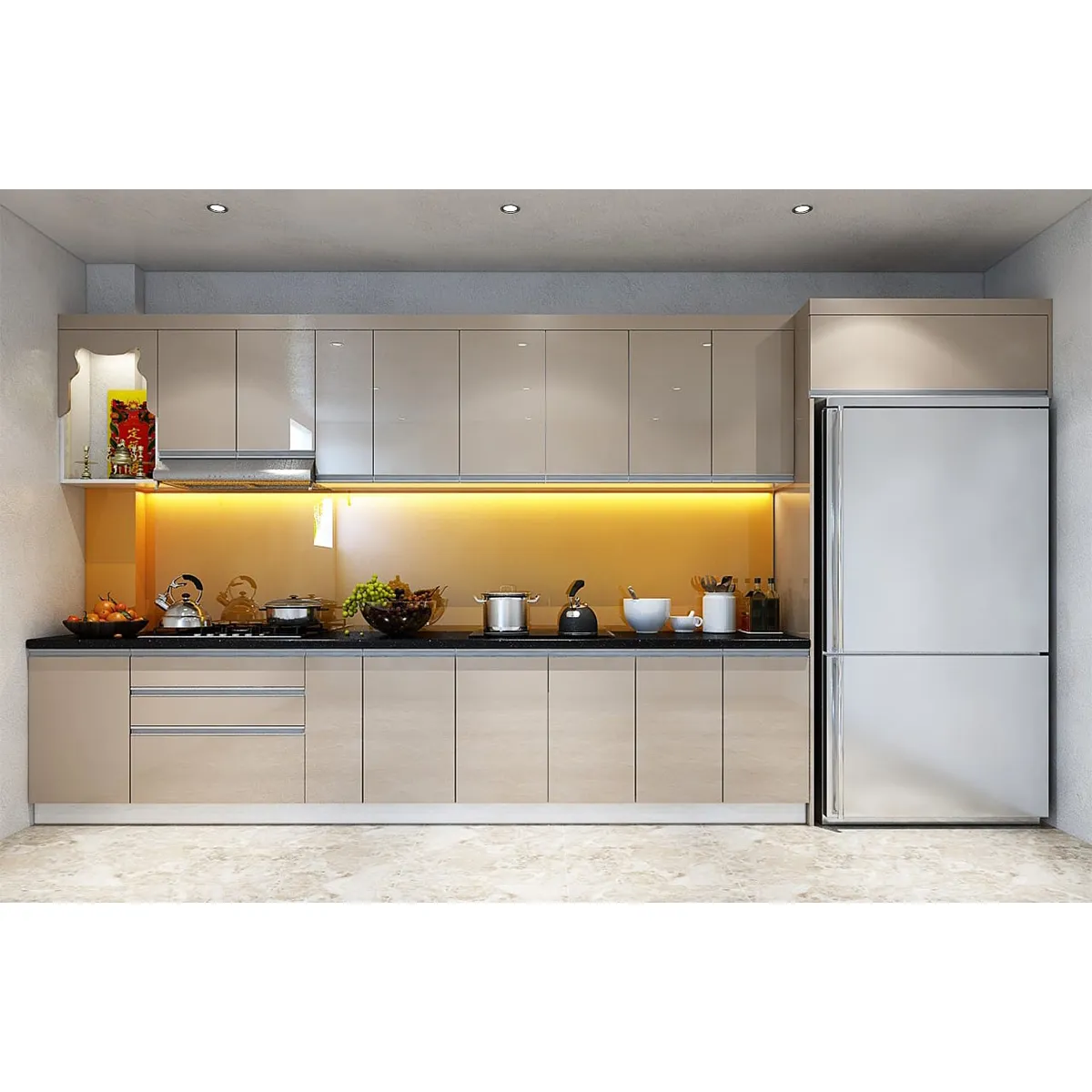 Tủ Bếp Gỗ Ván Ép Phủ Acrylic Thiết Kế Hiện Đại Giá Rẻ