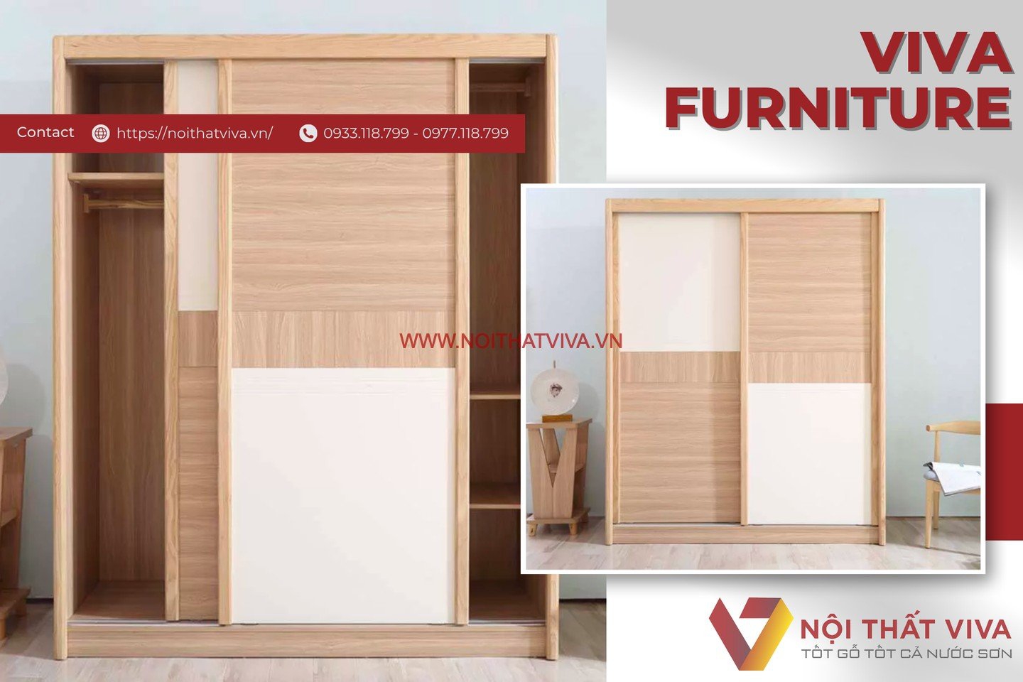 Tủ Cánh Lùa Gỗ Sồi Tự Nhiên Thiết Kế Hiện Đại Tinh Tế Đẹp