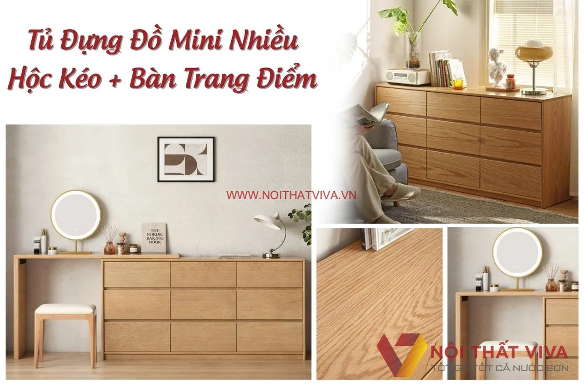 Tủ Đựng Đồ Mini Nhiều Hộc Kéo Kết Hợp Bàn Trang Điểm Đa Năng Hiện Đại