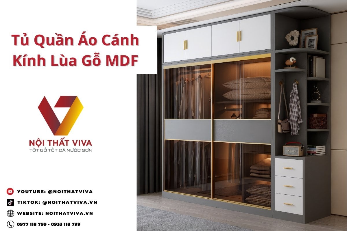 Tủ Quần Áo Cánh Kính Lùa Gỗ Mdf Đẹp Hiện Đại Giá Tốt
