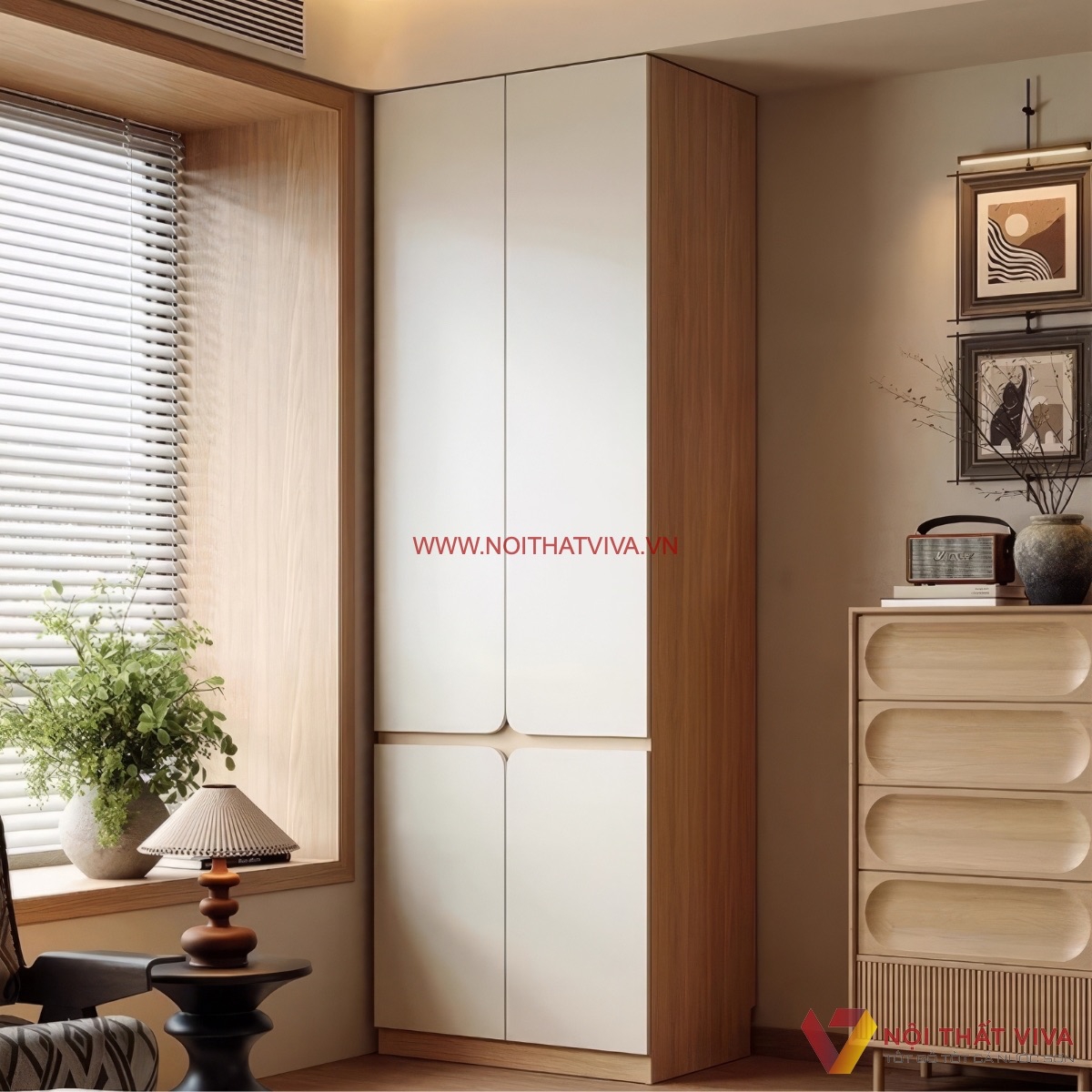 Tủ quần &aacute;o gỗ c&ocirc;ng nghiệp 2 c&aacute;nh nhỏ gọn cho ph&ograve;ng ngủ diện t&iacute;ch nhỏ